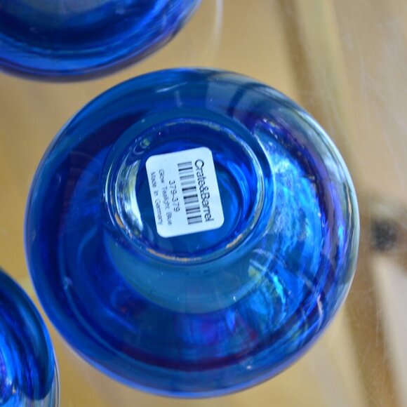 Set of 4 Crate & Barrel Glow Blue Glass Tealight Candle Holders - Picture 9 of 9